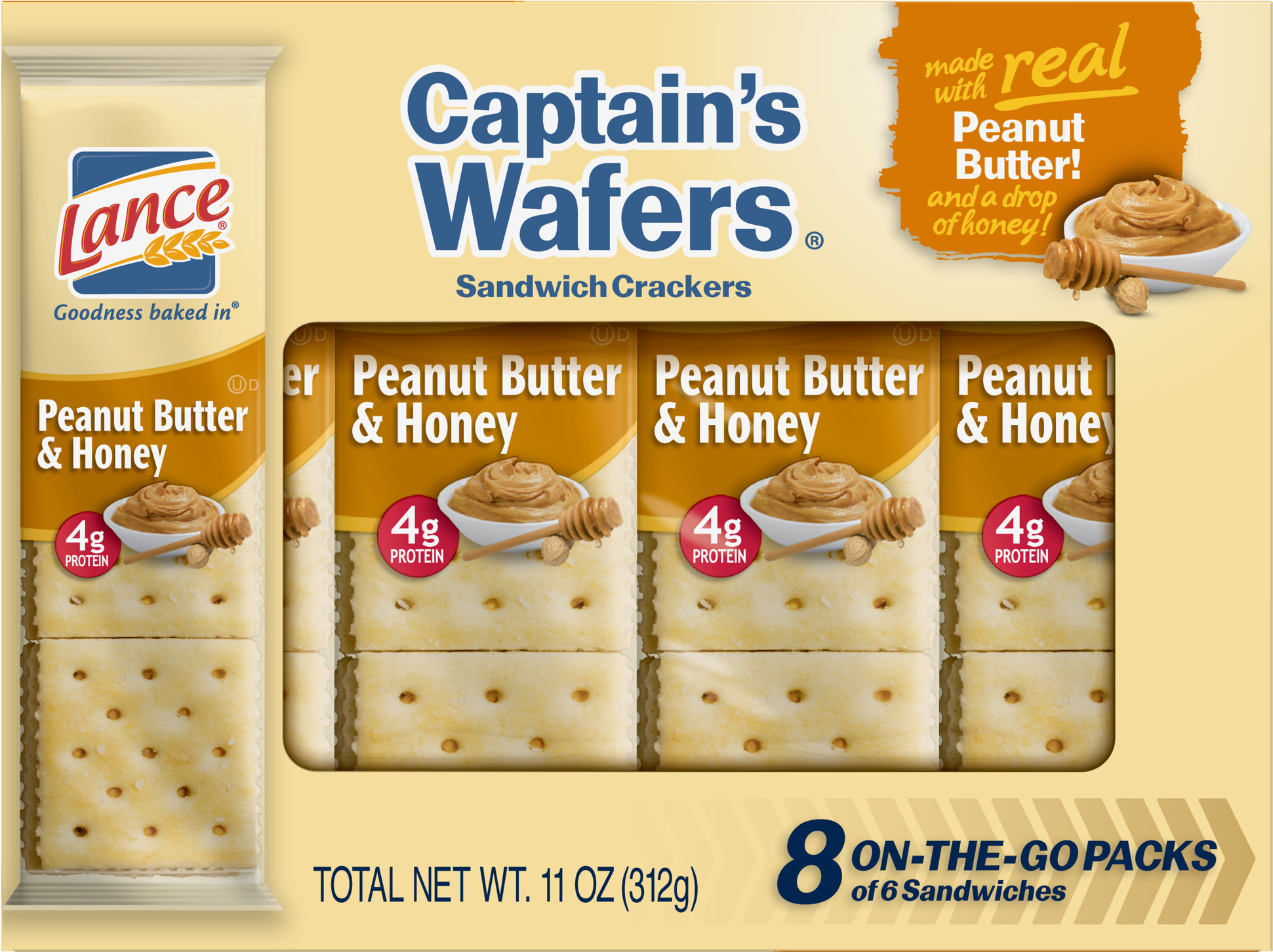 Lance Cracker Sandwiches Captain's Wafers Peanut Butter - Lance Captains Wafers Crackers (2000x2000), Png Download