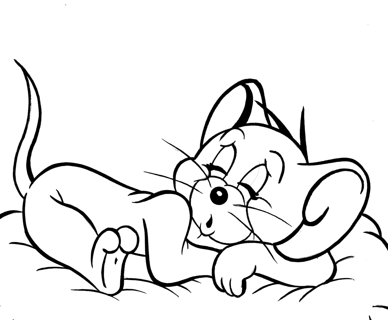 Jerry Is Sleeping Slumbering Coloring Pages Tom And - Jerry Sleeping (1252x1032), Png Download