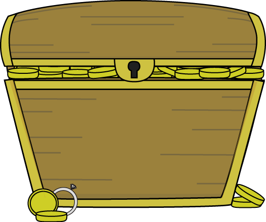 Treasure Chest Filled With Treasure - Pirates Treasure Chest Clipart (526x439), Png Download