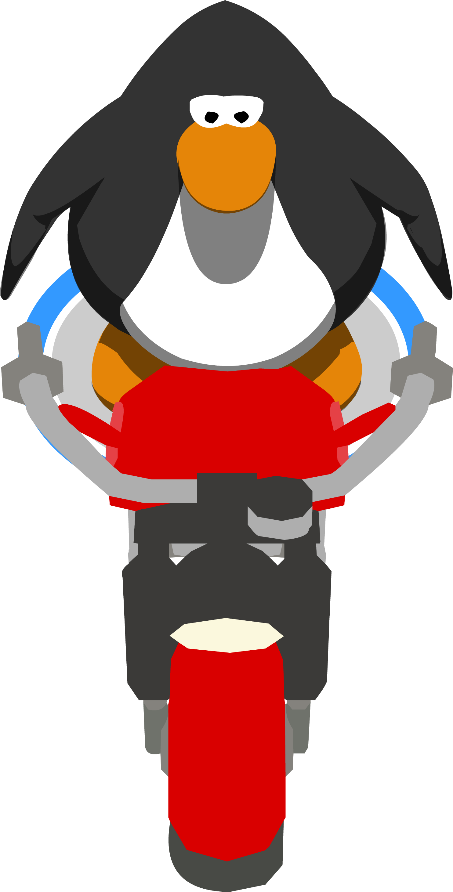 Red Motorbike In-game Front - Club Penguin Sprite (1484x2923), Png Download