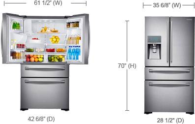 Lg French Door Refrigerator Lfc21776st - Samsung Rf24fsedbsr French Door Refrigerator - 35.7" (515x265), Png Download