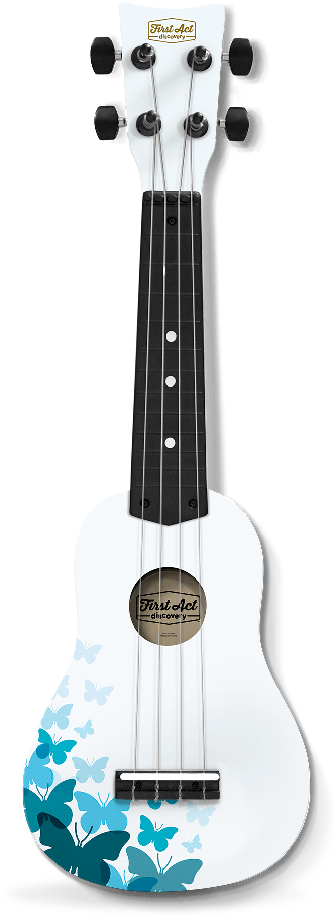 First Act Discovery Acoustic Guitar - White With Butterfly (700x1820), Png Download