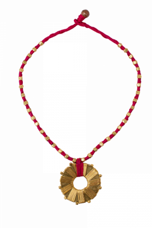 Dhokra Red Necklace With Round Golden Pendant - Glutathione Localization In Cells (300x450), Png Download