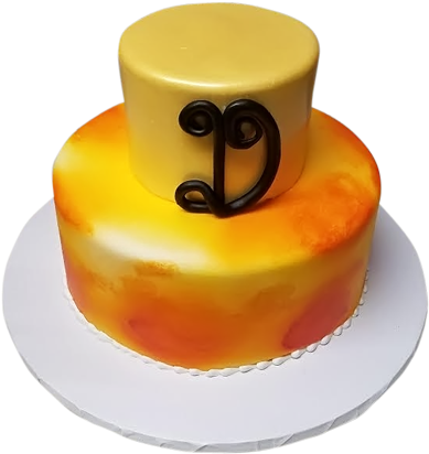 Round Gold Cake - Fondant (500x500), Png Download
