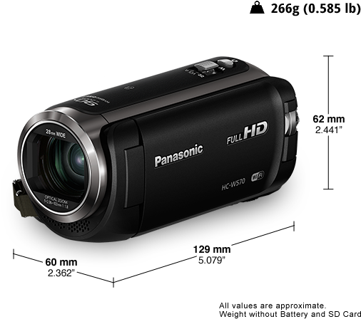 Hd Camcorder Hc-w570 - Panasonic Hc-w570 - Camcorder (561x455), Png Download