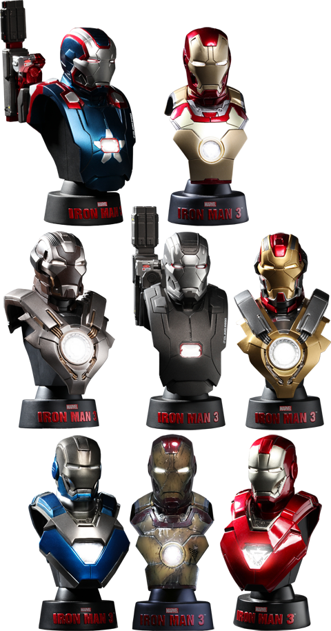 Hot Toys Iron Man - Hot Toys Bust Iron Man 3 1/6 Scale Bust Deluxe Set (480x915), Png Download