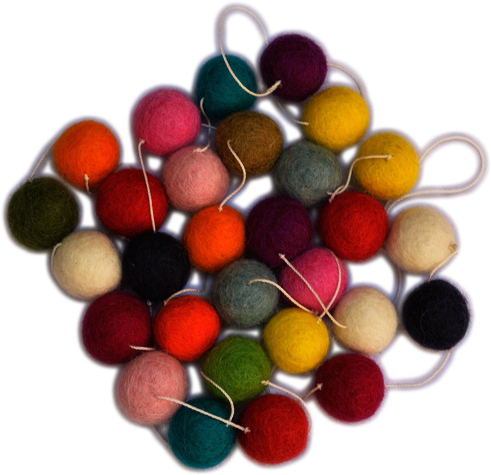 Felt Ball Garland - Felt (1000x991), Png Download