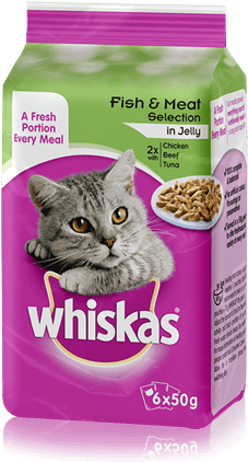 Whiskas® Pouch Fish & Meaty Selection In Jelly 6 X - Whiskers Cat Food Pouches (450x450), Png Download