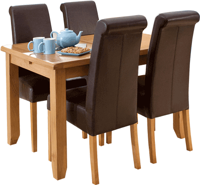 Toronto Oak Dining Table With 4 Chairs - Kitchen & Dining Room Table (700x411), Png Download