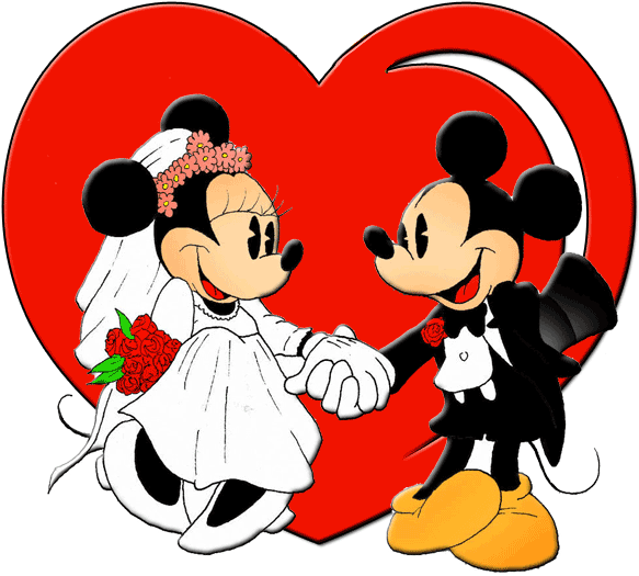 Mickey & Minnie Wedding Heart - Mickey & Minnie Wedding (600x533), Png Download