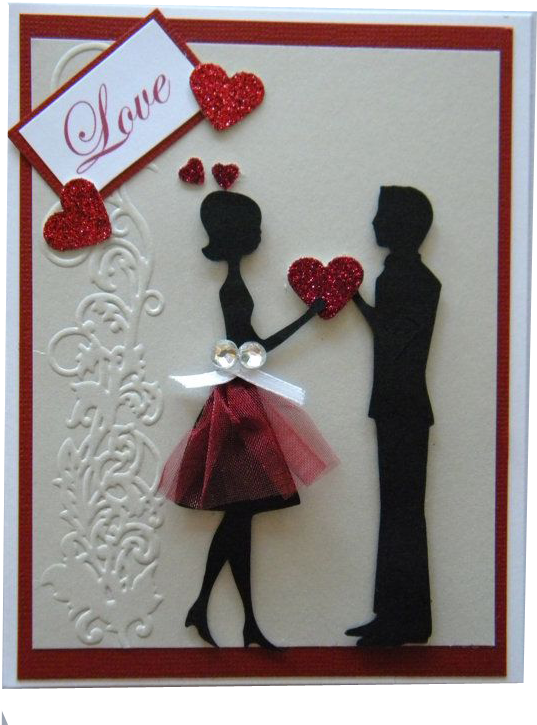 Valentines Day Couple Love Card - Handmade Card For Valentine's Day (570x760), Png Download