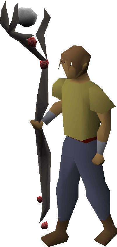 Mystic Smoke Staff Equipped - Osrs Lava Staff Upgrade (401x848), Png Download