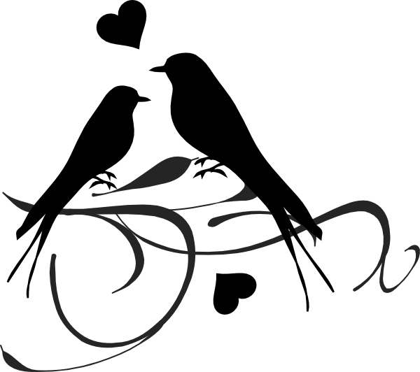 Birds On A Branch Black Png Clip Art (600x532), Png Download