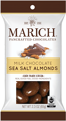 Milk Chocolate Sea Salt Almonds, 12 Pack/2 - Marich Chocolate Toffee Almonds (600x600), Png Download