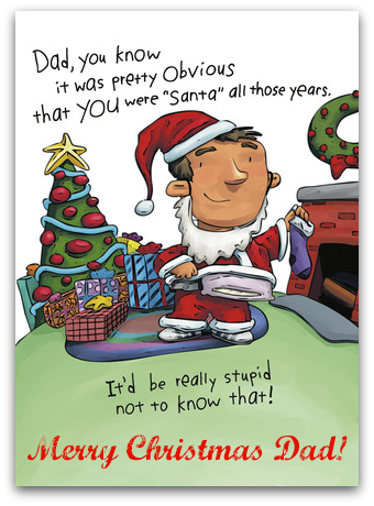 Funny Father Christmas Cards - Funny Christmas Messages For Cards (340x460), Png Download