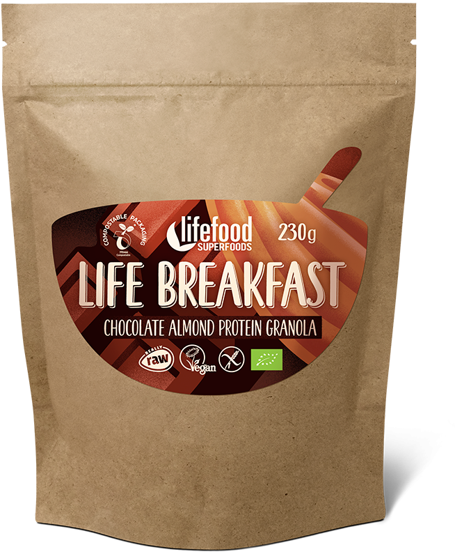 Raw Organic Life Breakfast Granola Chocolate Almond - Chocolate (1200x1200), Png Download