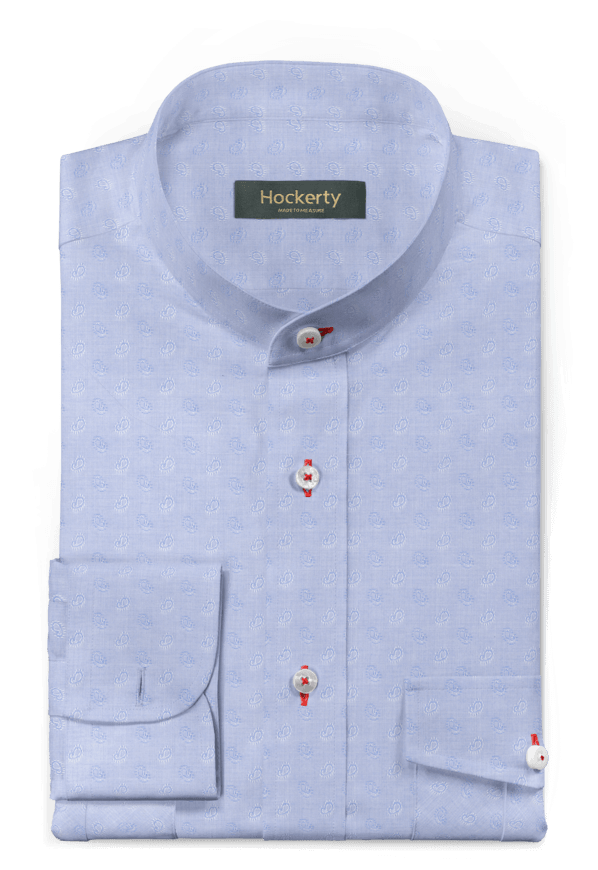 Blue French Cuff Paisley 100% Cotton Shirt - Shirt (600x877), Png Download
