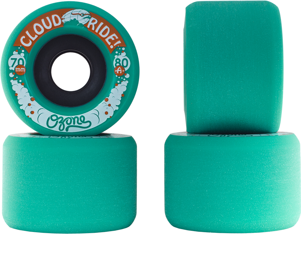 70mm Cloud Ride Ozone Longboard Skateboard Wheels - Cloud Ride Wheels Ozone Cyan Skateboard Wheels - 70mm (1000x1000), Png Download