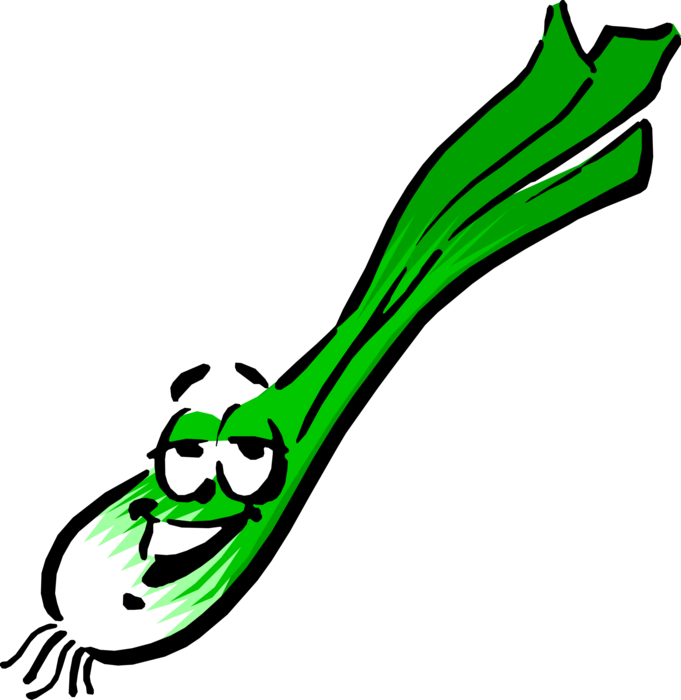 Vector Illustration Of Anthropomorphic Scallion Onion - Green Onions Cartoon (681x700), Png Download