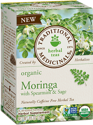 Moringa With Spearmint & Sage - Traditional Medicinals - Organic Moringa Tea Spearmint (350x410), Png Download