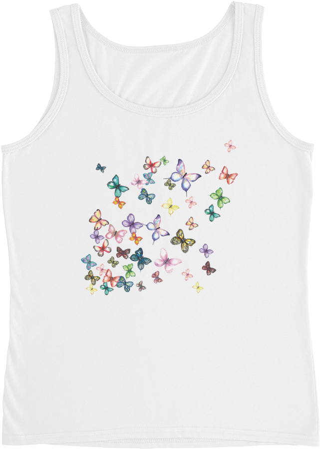 Butterfly Swarm Ladies Tank - Active Tank (1000x1000), Png Download
