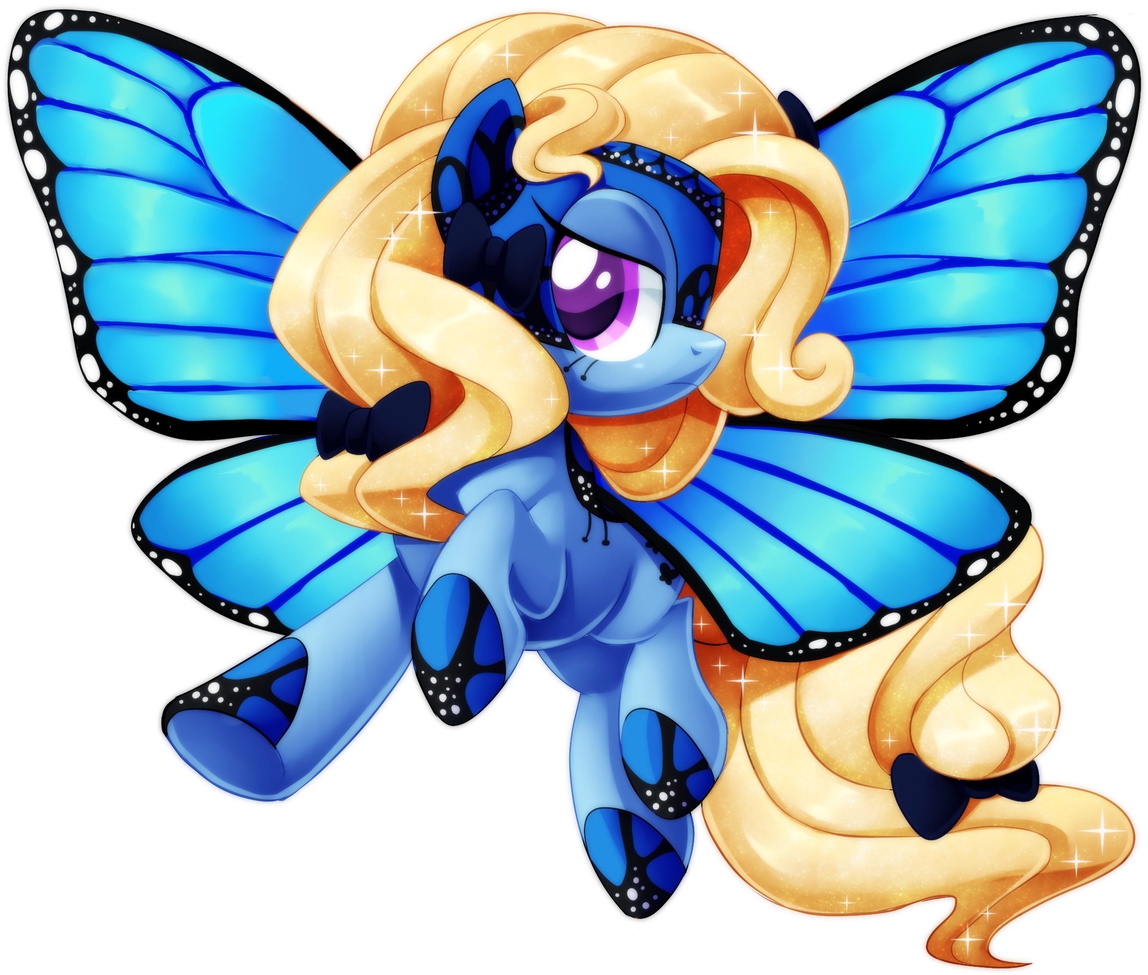 Centchi, Bow, Butterfly Pony, Butterfly Wings, Flying, - Mlp Blue Peleide (2302x2000), Png Download