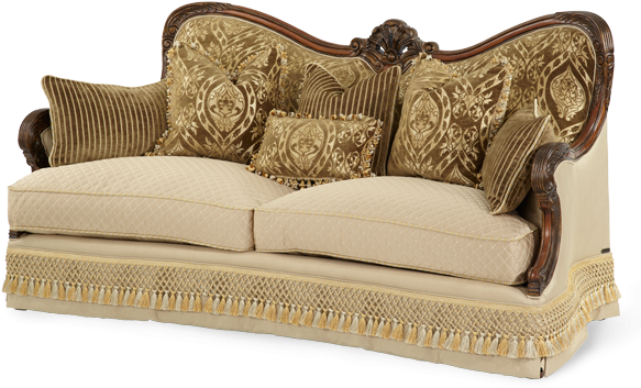 Chateau Beauvais Option 1 Wood Trim Sofa - Michael Amini Sofas (600x510), Png Download
