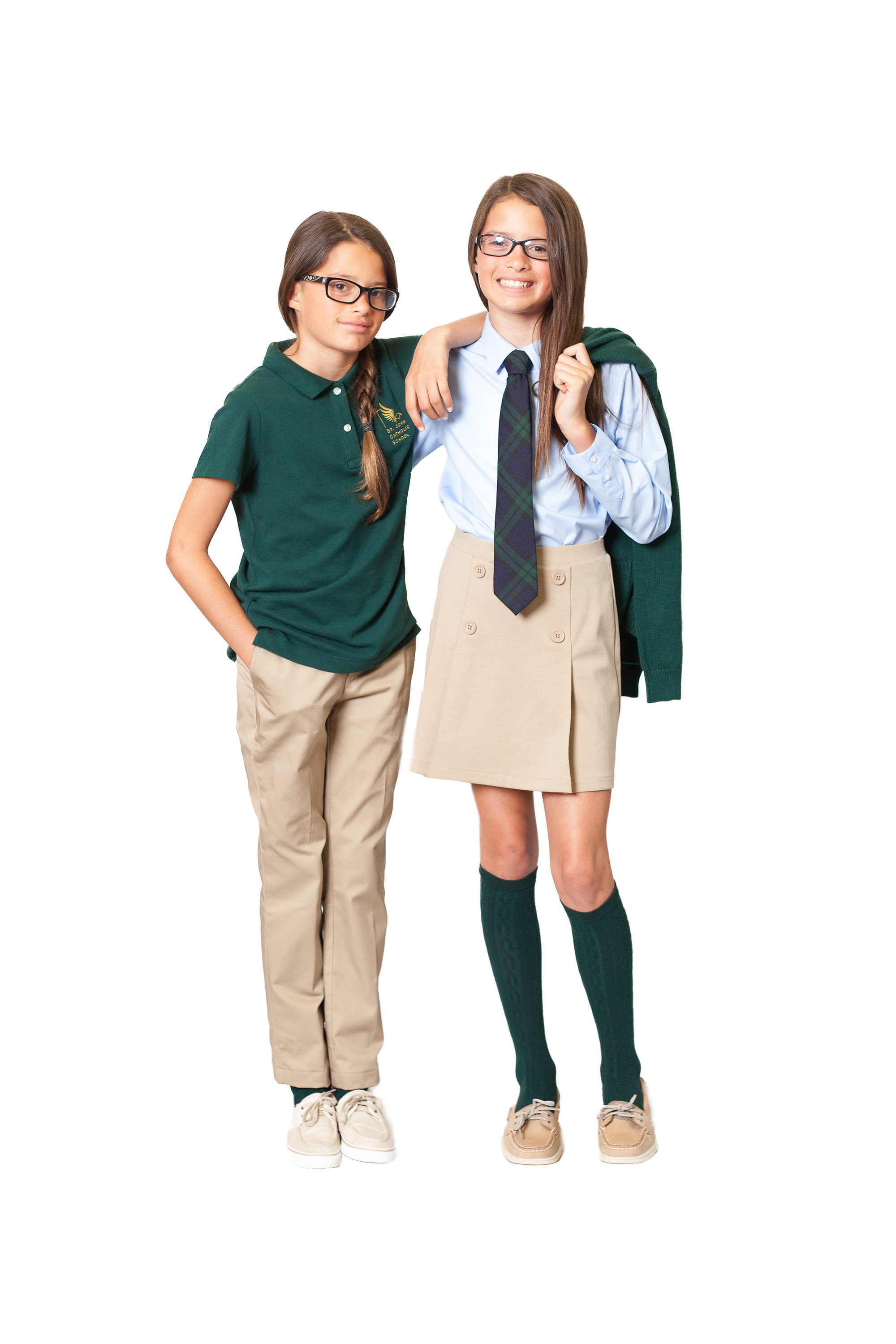 Chapel Dress Day - Green And Tan School Uniform (2000x3000), Png Download