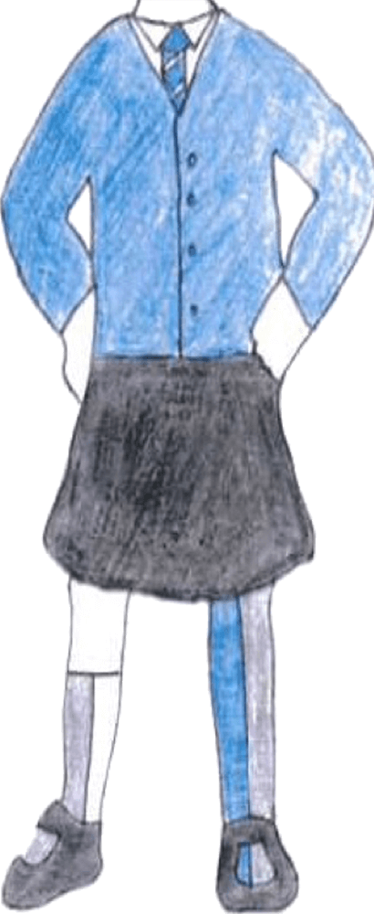 Royal Blue And White Check Dress - School Uniform Blue Drawing (410x1000), Png Download
