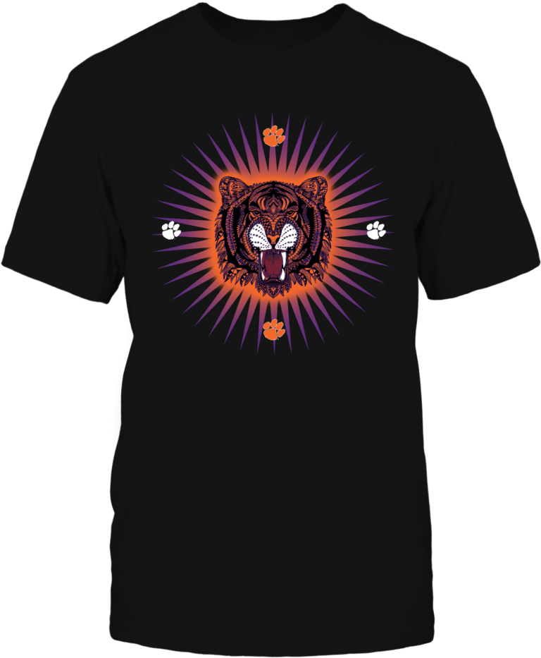 Angry Tiger T-shirt, Clemson Tigers Official Apparel - Hurricane Heart (1000x1000), Png Download