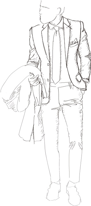 Men's Business Suits - Line Art (532x887), Png Download