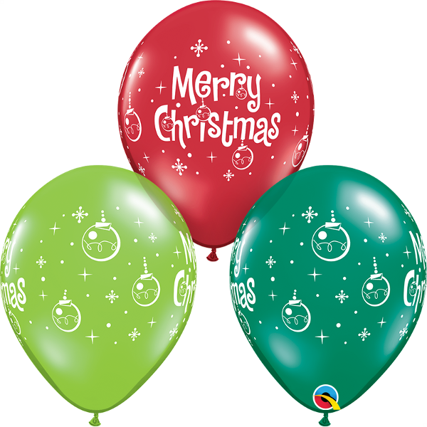 Christmas Ornaments 11" Latex Balloons - 11'' Merry Christmas Ornaments Assorted Latex X 25 (600x600), Png Download