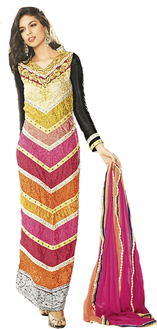 If People Turn Arround To Look At You On The Street,you - Hypnotex Black Embroidered Silk Crepe Unstitched Salwar (800x1100), Png Download
