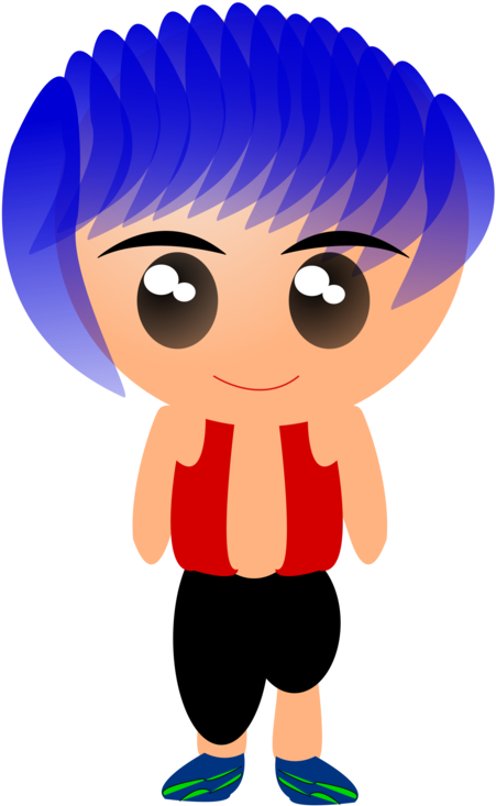 Boy Blue Hair Blue Hair Hairstyle - Clipart Character Png (530x750), Png Download