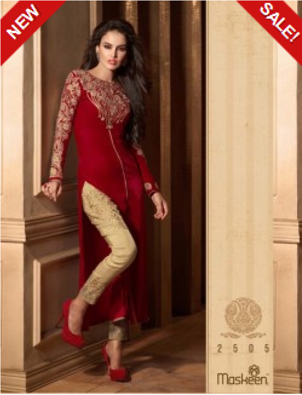 M2505 Red Maisha Velvet Salwar Suit - Shalwar Kameez (800x800), Png Download