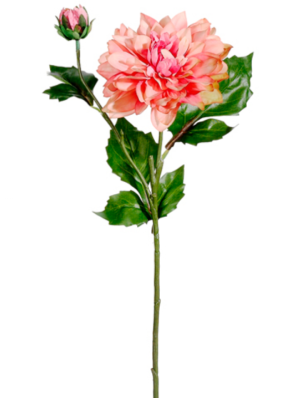 5" Dahlia Spray With 1 Flower And 1 Bud Coral - Artificial Flower (800x800), Png Download