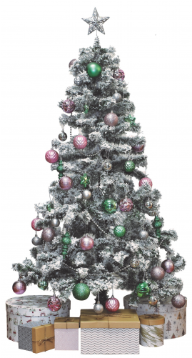 Snow Covered Christmas Tree - Christmas Tree (500x500), Png Download