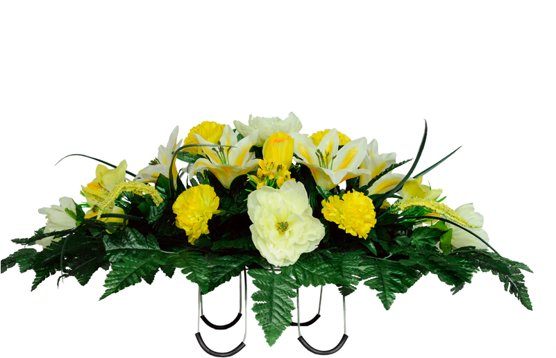 White Dahlia & Yellow Rose Mix - Bouquet (800x800), Png Download