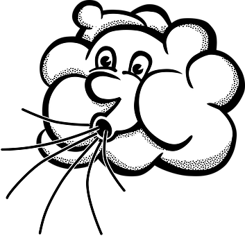 Wind Blowing Cloud Air Cartoon Wind Wind W - Wind Clipart (353x340), Png Download