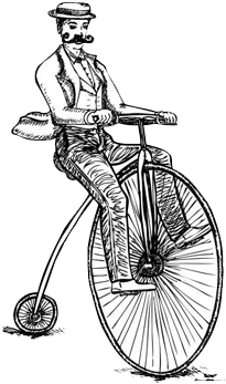 20 Aug 2012 - Man On Penny Farthing Drawing (400x362), Png Download