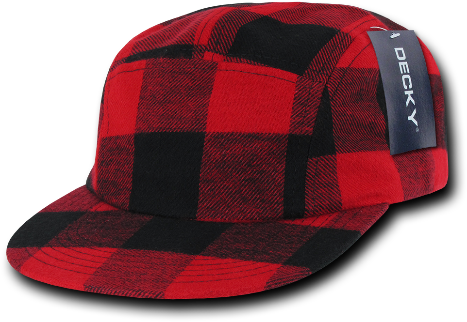 Decky 5 Panel Solid Racer Racing Jockey Biker Cap Caps - Decky 984 5 Panel Plaid Racer Caps - Red Plaid (1000x1000), Png Download