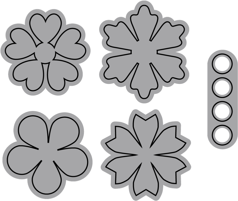 Small Flowers Cutting Die Set - Die (1000x1000), Png Download