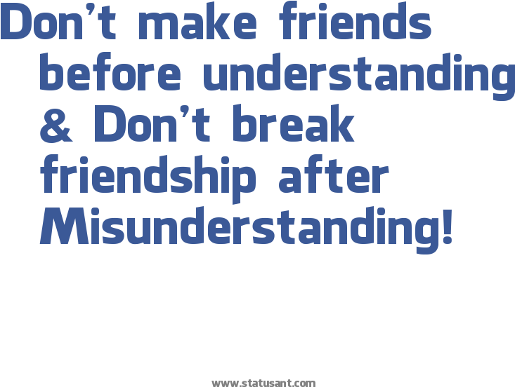 Don't Make Friends Before Understanding Don't Break - Quotes About Misunderstanding In Friendship (784x663), Png Download