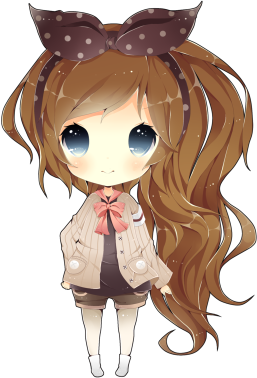 Art Trade With Jellydrop By Eo21 - Chibi Girl With Brown Hair (600x819), Png Download