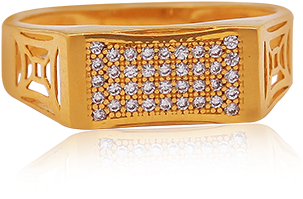 White Stones Geometric Design Gold Ring - Gold (400x400), Png Download