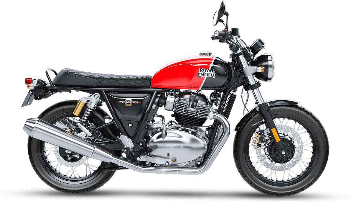 Ravishing Red Front 3-quarter Ravishing Red Side View - Royal Enfield Interceptor (1200x800), Png Download
