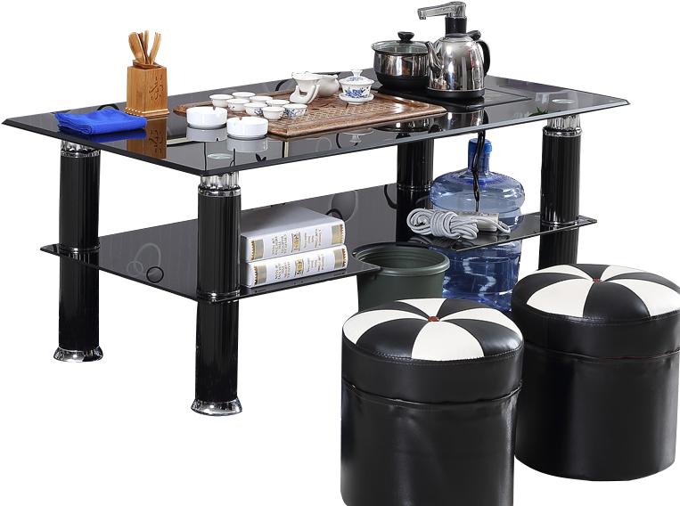 Tempered Glass Kung Fu Coffee Table With Induction - Table (800x800), Png Download