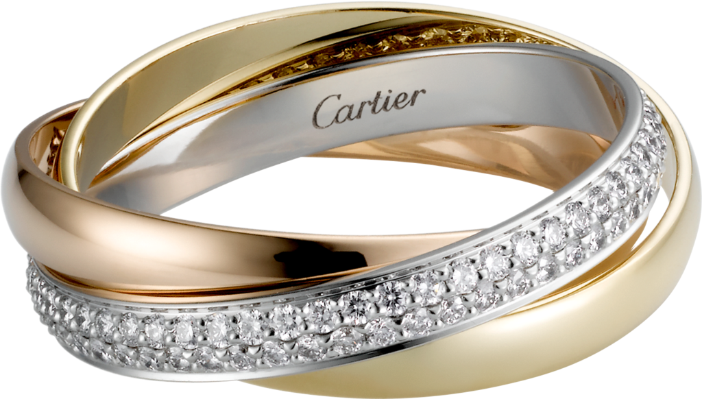 Trinity Ring, Small Modelwhite Gold, Yellow Gold, Pink - Cartier Russian Wedding Band (1024x582), Png Download