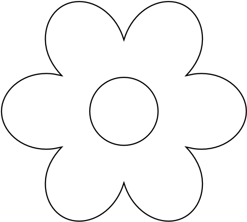 Retro Flower 12 Black White Line Coloring Colouring - Fleur Clipart Noir Et Blanc (532x527), Png Download