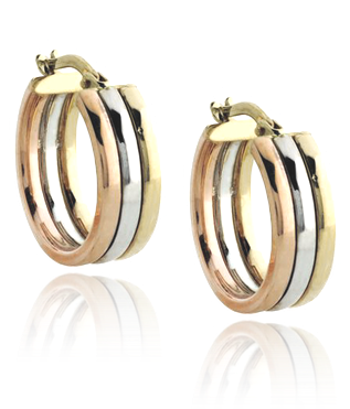Tri-colour Hoop Round Earrings - Earrings (650x650), Png Download